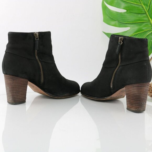 Cole Haan Womens Cassidy Boot Size 7.5 Black Nubuck Leather Block Heel Bootie - Picture 8 of 12